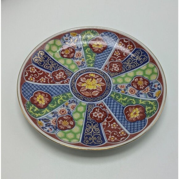 Japanese Imari Ware Decorative Plate Floral Geometric Design Collectors Item 6 1 - Picture 10 of 17